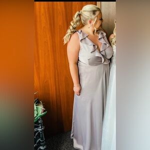 BHLDN Tansy Satin Formal Dress in Dove